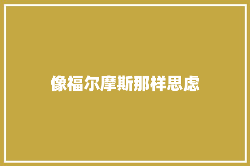 像福尔摩斯那样思虑