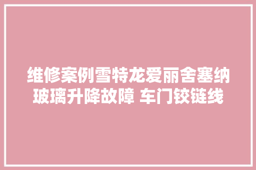 维修案例雪特龙爱丽舍塞纳玻璃升降故障 车门铰链线束断裂维修