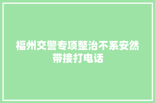 福州交警专项整治不系安然带接打电话