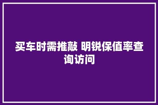 买车时需推敲 明锐保值率查询访问