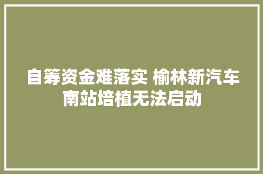自筹资金难落实 榆林新汽车南站培植无法启动