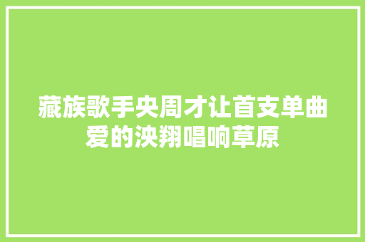 藏族歌手央周才让首支单曲爱的泱翔唱响草原