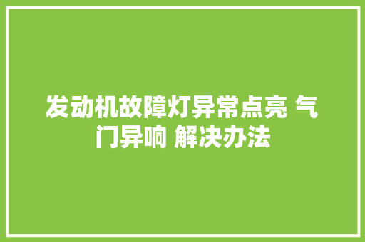 发动机故障灯异常点亮 气门异响 解决办法