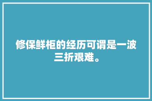 修保鲜柜的经历可谓是一波三折艰难。
