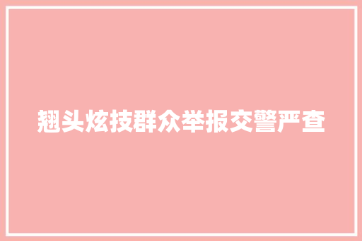 翘头炫技群众举报交警严查