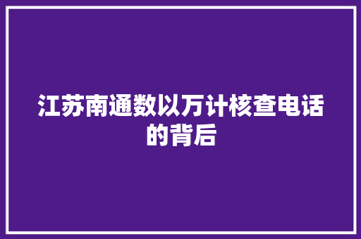 江苏南通数以万计核查电话的背后