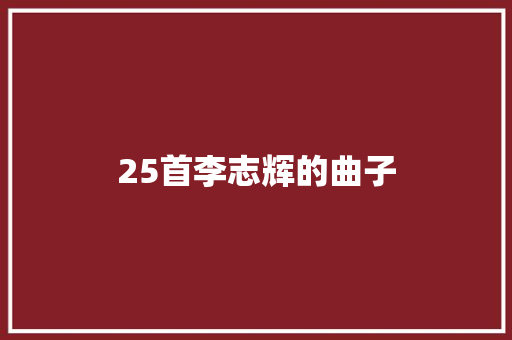 25首李志辉的曲子