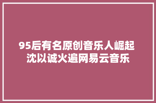 95后有名原创音乐人崛起 沈以诚火遍网易云音乐