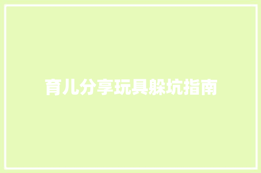 育儿分享玩具躲坑指南