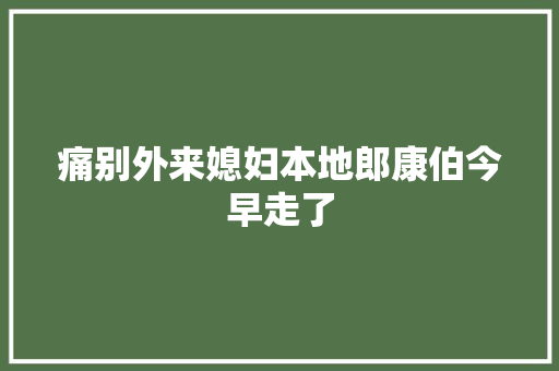 痛别外来媳妇本地郎康伯今早走了