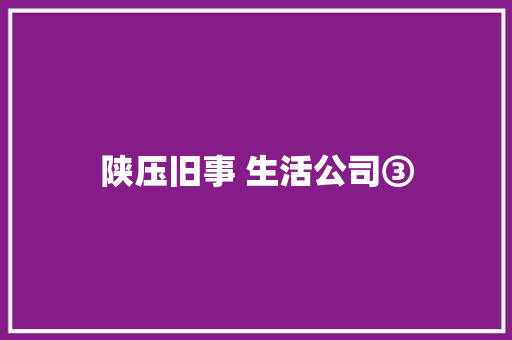 陕压旧事 生活公司③