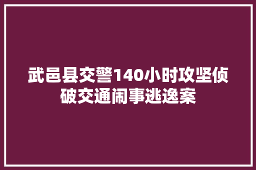 武邑县交警140小时攻坚侦破交通闹事逃逸案 汽车知识