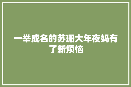 一举成名的苏珊大年夜妈有了新烦恼