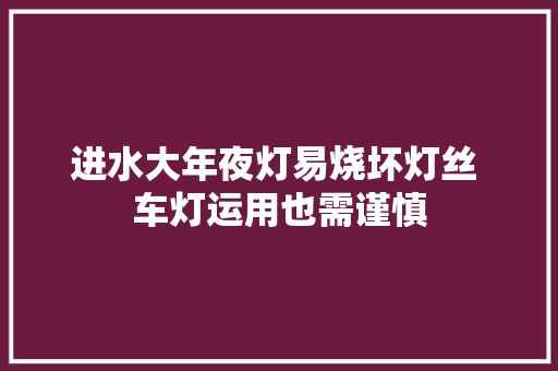 进水大年夜灯易烧坏灯丝 车灯运用也需谨慎