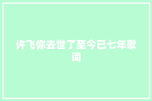 许飞你去世了至今已七年歌词