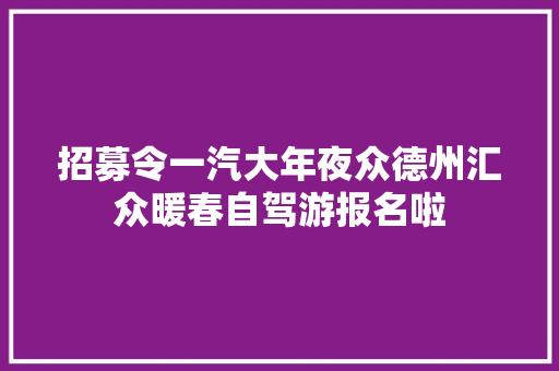 招募令一汽大年夜众德州汇众暖春自驾游报名啦