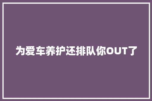 为爱车养护还排队你OUT了