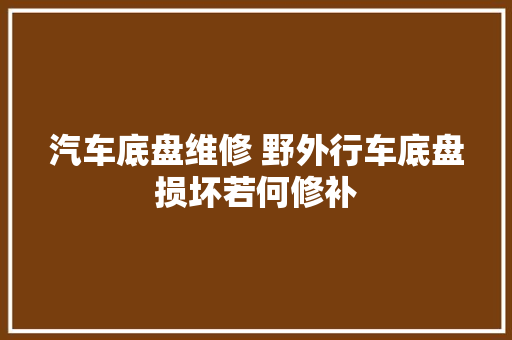 汽车底盘维修 野外行车底盘损坏若何修补