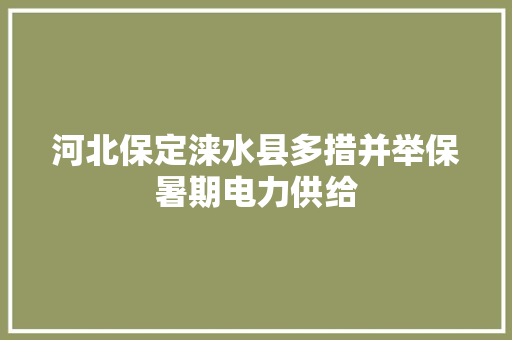 河北保定涞水县多措并举保暑期电力供给