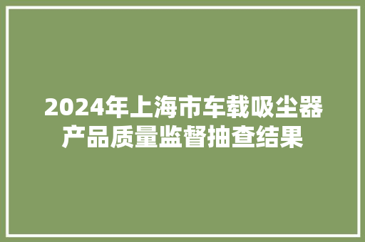 2024年上海市车载吸尘器产品质量监督抽查结果