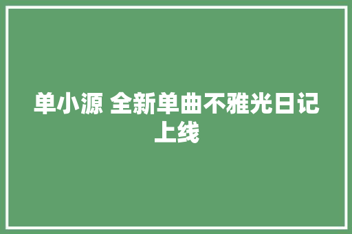 单小源 全新单曲不雅光日记上线