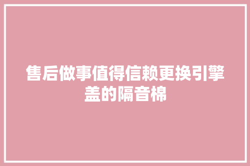 售后做事值得信赖更换引擎盖的隔音棉 汽车知识