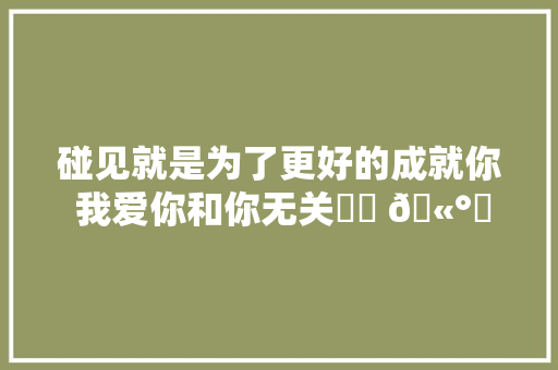 碰见就是为了更好的成就你 我爱你和你无关❤️ 🫰️大年夜家