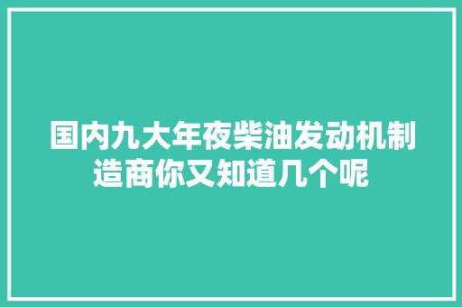 国内九大年夜柴油发动机制造商你又知道几个呢