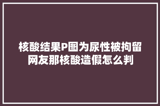 核酸结果P图为尿性被拘留网友那核酸造假怎么判