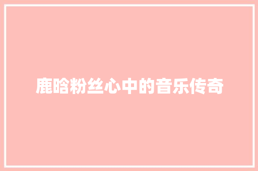 鹿晗粉丝心中的音乐传奇