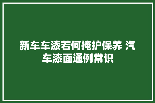 新车车漆若何掩护保养 汽车漆面通例常识
