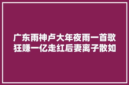 广东雨神卢大年夜雨一首歌狂赚一亿走红后妻离子散如今若何了