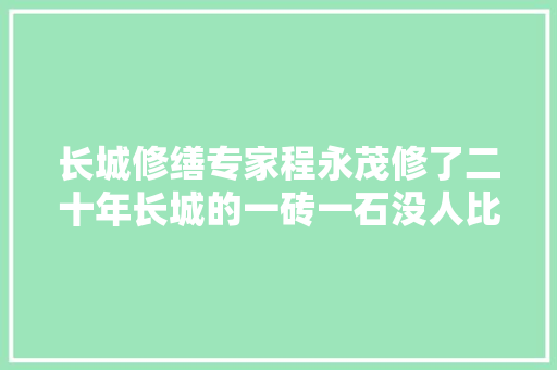 长城修缮专家程永茂修了二十年长城的一砖一石没人比我更熟悉