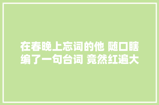 在春晚上忘词的他 随口瞎编了一句台词 竟然红遍大年夜江南北