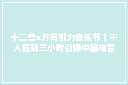 十二兽×万有引力音乐节丨千人狂嗨三小时引爆中国电音力量