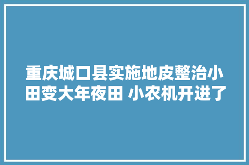 重庆城口县实施地皮整治小田变大年夜田 小农机开进了大年夜巴山