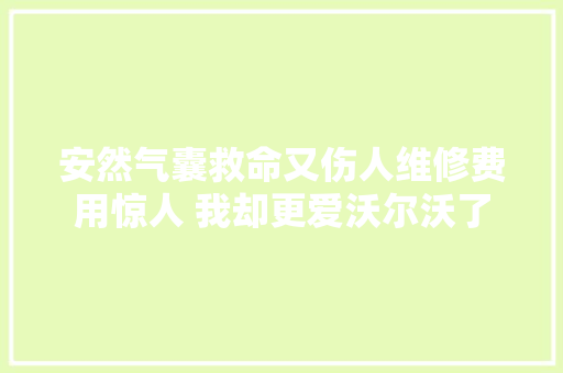 安然气囊救命又伤人维修费用惊人 我却更爱沃尔沃了