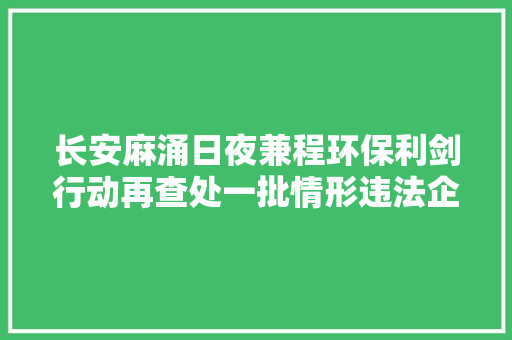 长安麻涌日夜兼程环保利剑行动再查处一批情形违法企业