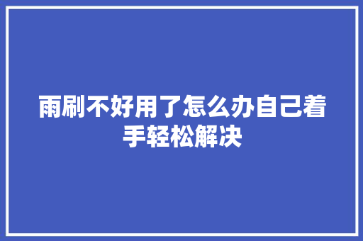 雨刷不好用了怎么办自己着手轻松解决