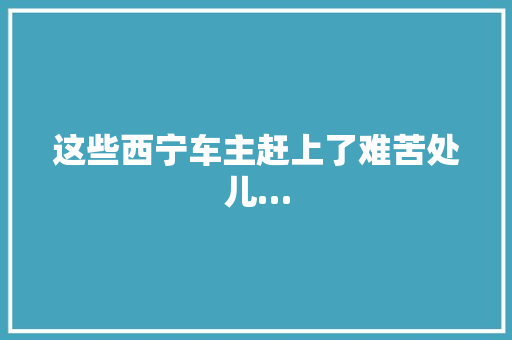 这些西宁车主赶上了难苦处儿…