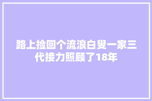 路上捡回个流浪白叟一家三代接力照顾了18年
