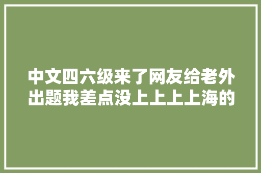 中文四六级来了网友给老外出题我差点没上上上上海的车