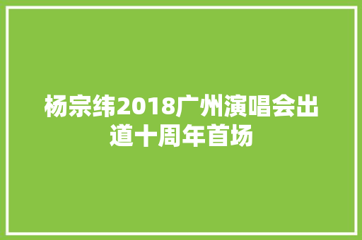 杨宗纬2018广州演唱会出道十周年首场