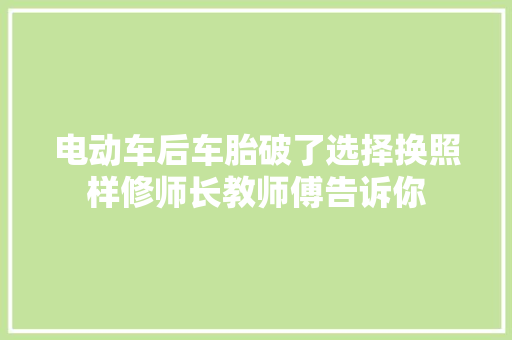 电动车后车胎破了选择换照样修师长教师傅告诉你