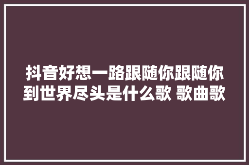 抖音好想一路跟随你跟随你到世界尽头是什么歌 歌曲歌名歌词介绍