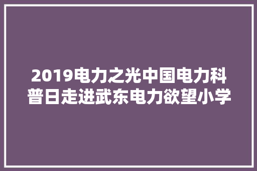 2019电力之光中国电力科普日走进武东电力欲望小学