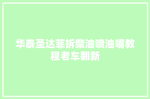 华泰圣达菲拆柴油喷油嘴教程老车翻新