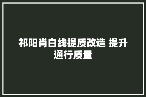 祁阳肖白线提质改造 提升通行质量