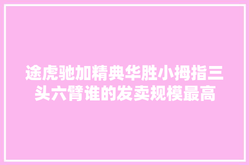 途虎驰加精典华胜小拇指三头六臂谁的发卖规模最高