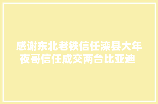 感谢东北老铁信任滦县大年夜哥信任成交两台比亚迪 唐山